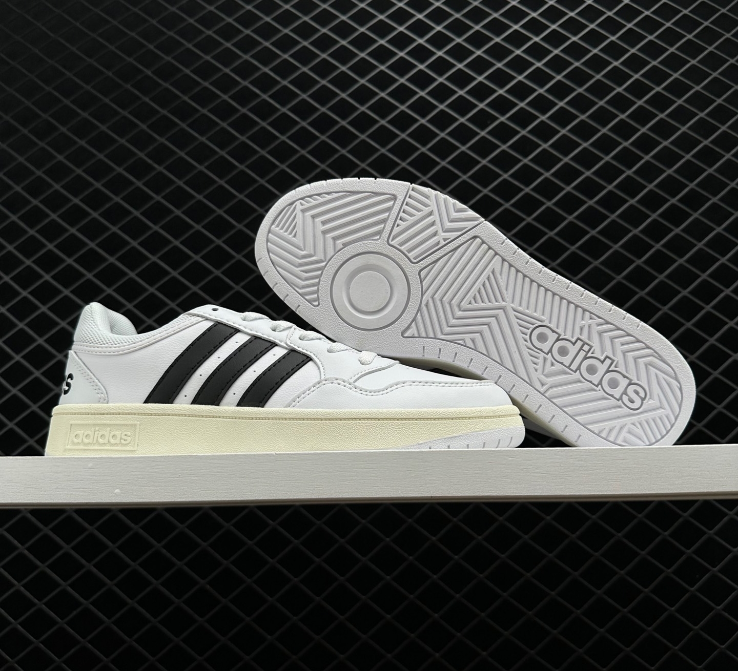 Adidas Hoops 3.0 Low Classic Vintage Shoes White Black GY5434 | Authentic Retro Sneakers