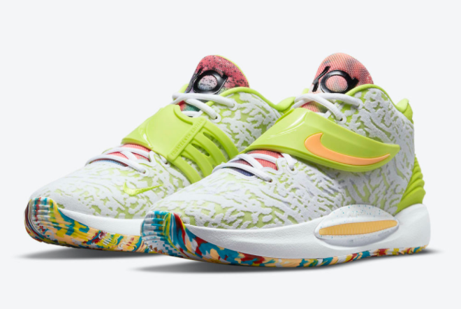 Nike KD 14 White/Lime Green-Multi-Color CZ0170-101 - Premium Performance Basketball Shoe