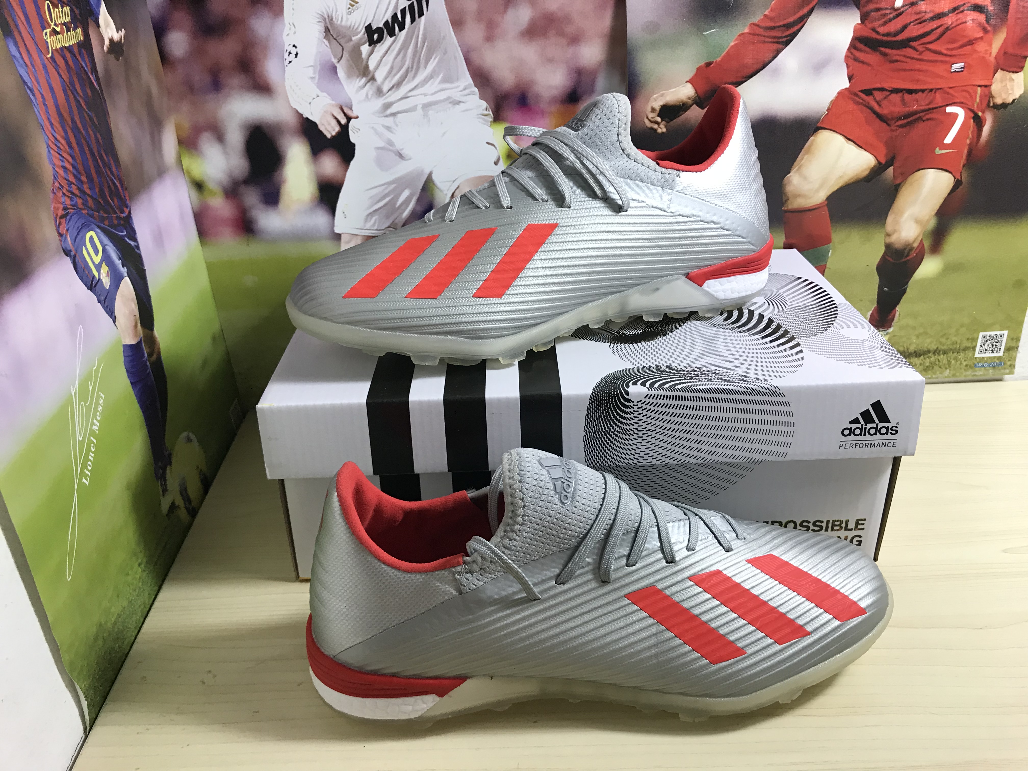 Adidas X 19.1 TF 302 Redirect - Silver Metallic Red Footwear White G25752: High-performance Turf Soccer Shoes