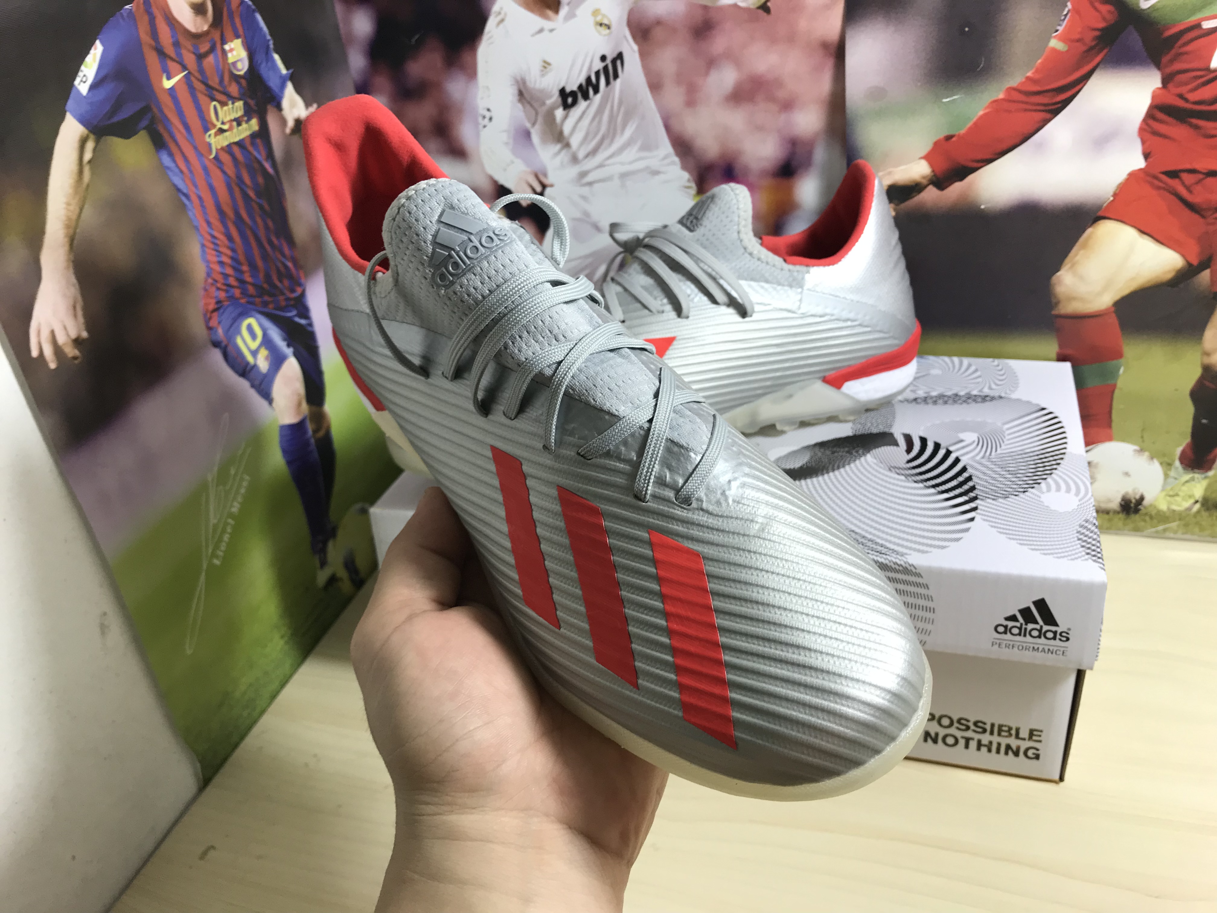 Adidas X 19.1 TF 302 Redirect - Silver Metallic Red Footwear White G25752: High-performance Turf Soccer Shoes
