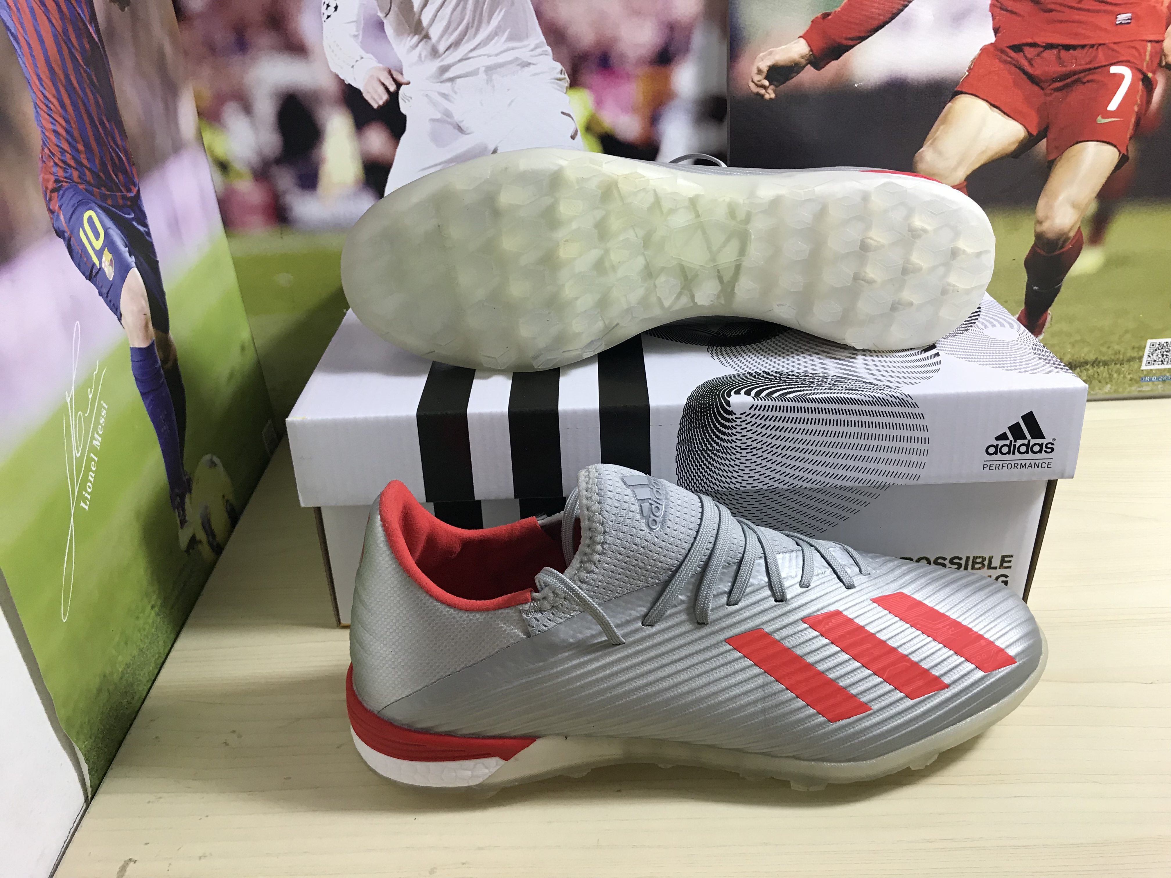 Adidas X 19.1 TF 302 Redirect - Silver Metallic Red Footwear White G25752: High-performance Turf Soccer Shoes