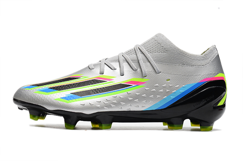 Adidas X Speedportal + Firm Ground Cleats - Beyond Fast - Silver Metallic/Black/Yellow.