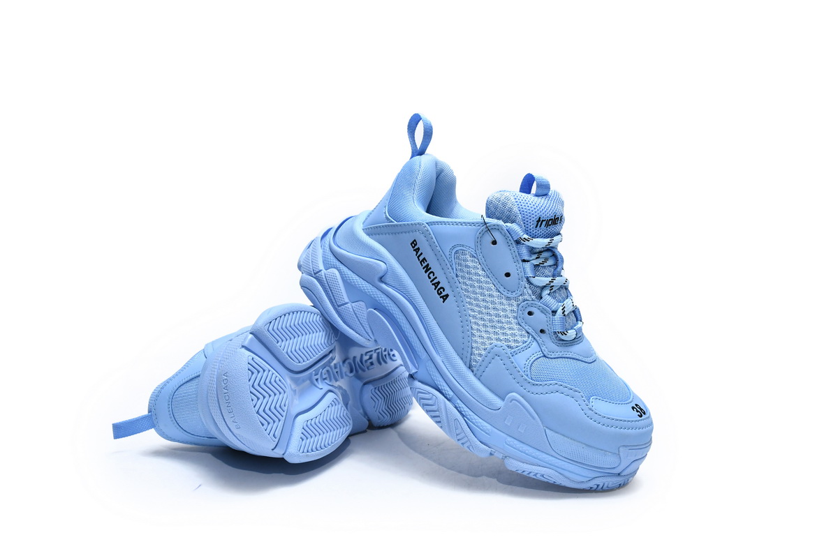 Balenciaga Triple S Daddy Shoes Blue 524039 W2FW1 4800 - Authentic Luxury Footwear for Stylish Men