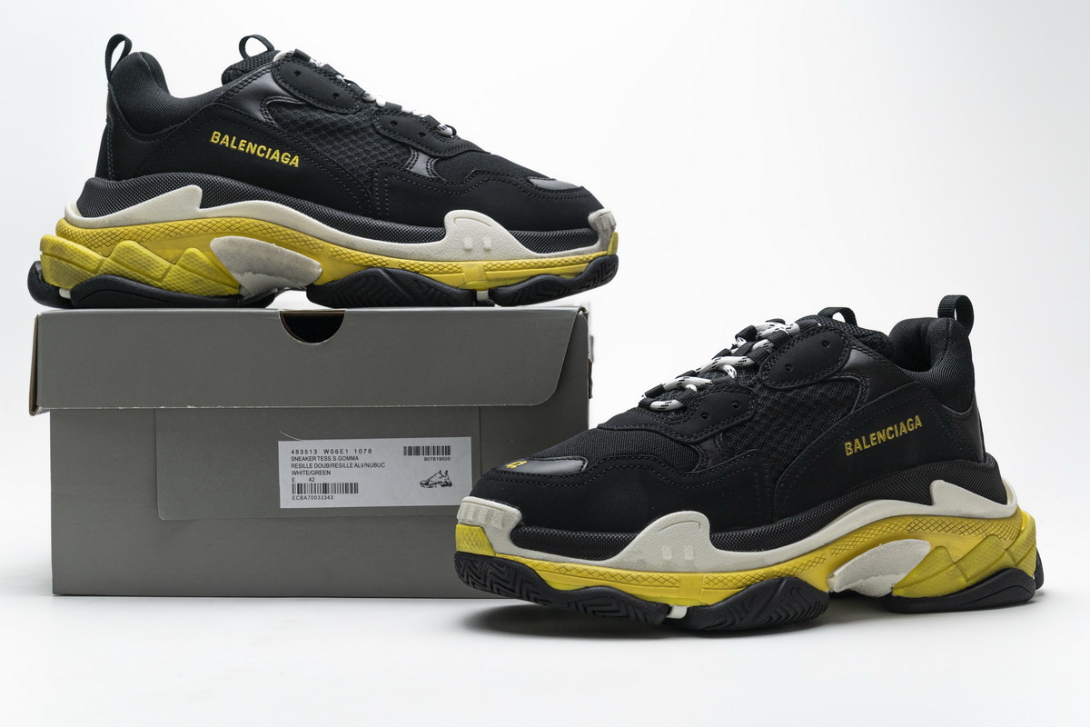 Balenciaga Triple S Black Yellow 483513 W06E1 1078 - Stylish and Trendy Footwear Balenciaga Triple S Black Yellow 483513 W06E1 1078 - Stylish and Trendy Footwear