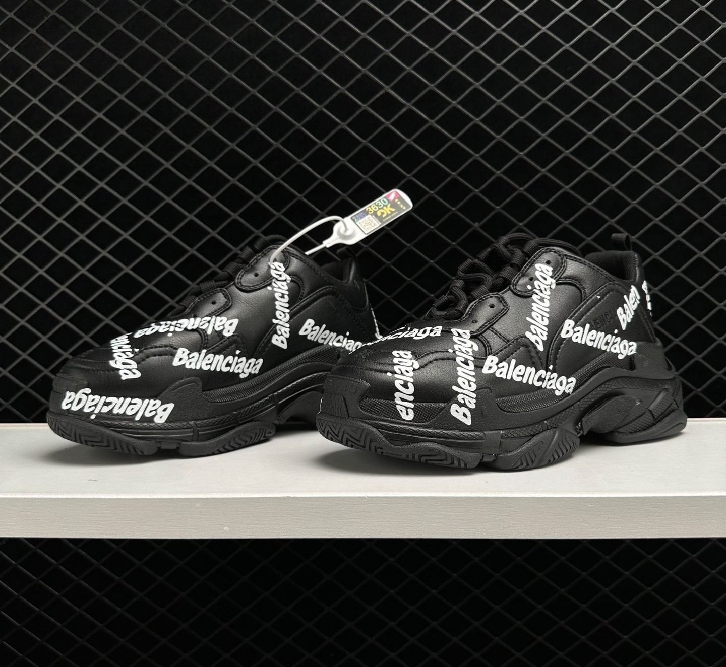 Balenciaga Triple S Logotype Black Sneakers | Style 536737 W2FAB 1090