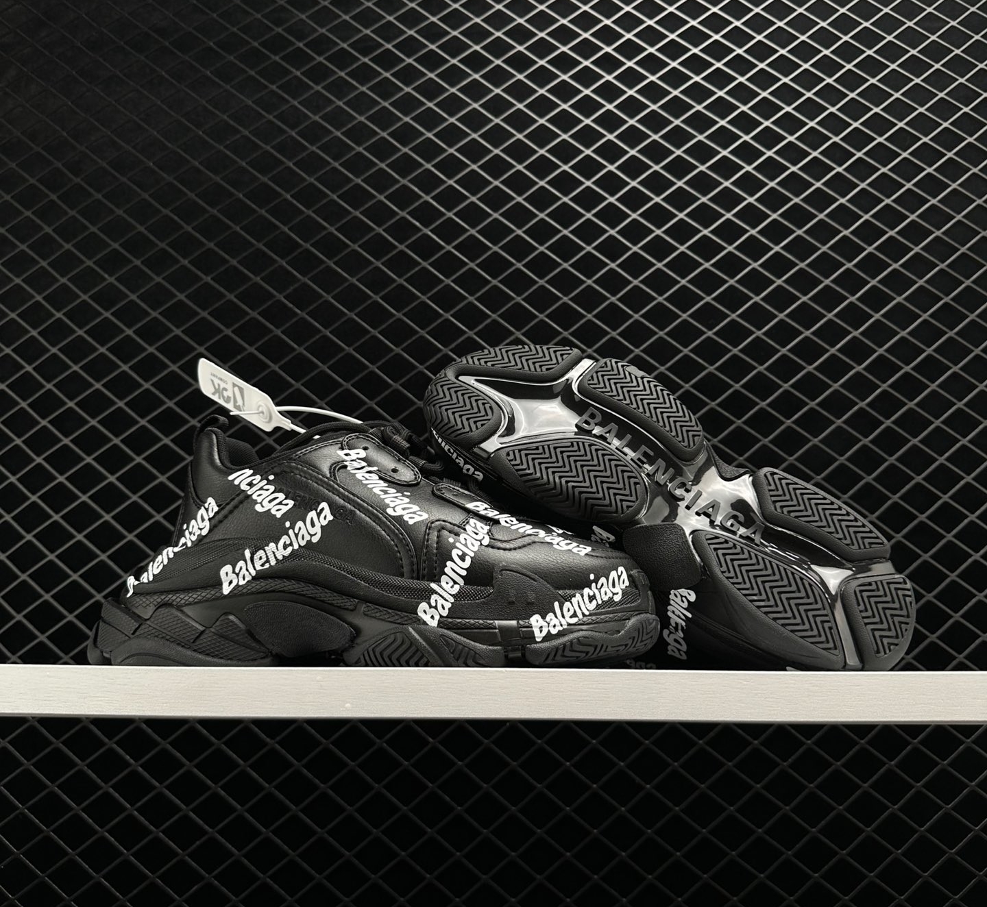 Balenciaga Triple S Logotype Black Sneakers | Style 536737 W2FAB 1090